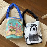 Canvas Bucket Bag Women Student Messenger Handbag