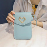 Metal Love Shoulder Phone Wallet Bag Ladies Hand Take Wallet