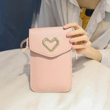 Metal Love Shoulder Phone Wallet Bag Ladies Hand Take Wallet