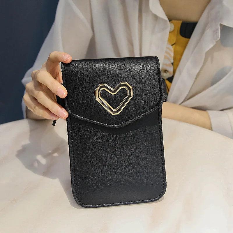 Metal Love Shoulder Phone Wallet Bag Ladies Hand Take Wallet