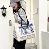 London Bookshop Print Canvas Clutch Bag