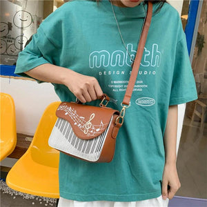 Embroidered Piano Keys Square Tote Bag