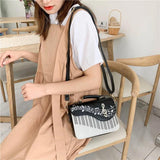 Embroidered Piano Keys Square Tote Bag
