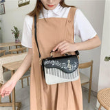 Embroidered Piano Keys Square Tote Bag
