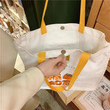 Women Embroidery Shoulder Bags Orange Letter Tote Shopping