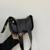Texture Pu Leather Crossbody Bag Wide Straps Handbags