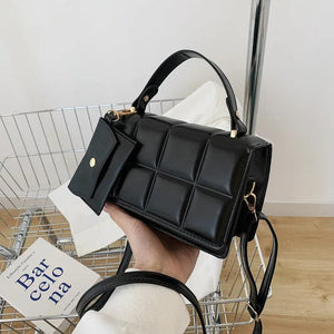 Women's Checked Crossbody Bag Pu Leather Handbag Candy Colored Diamond