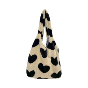 Furry Heart Plush Vest Shoulder Bag for Women