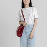 Vintage Patent Leather Shoulder Bag for Women