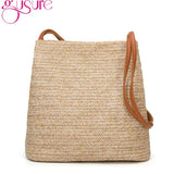 Women Weave Straw Beach Bag Woven Bucket Shoulder Tote Tassel Handbag