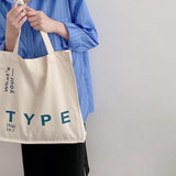 Letter Printing Canvas Bag Square Leisure Totes Large Capacity Student Schoolbag
