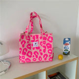 Pink Leopard Pattern Women Shoulder Bag Large Capacity Ladies Shopping Handbags