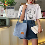 Linen Shoulder Bag Canvas Student Messenger Double Straps Handbag Shopper Tote