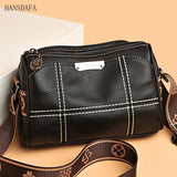 Women Leather Handbags 3 Layers Cow Leather Shoulder Crossbody Bags