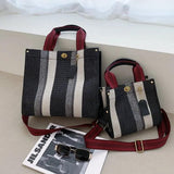 Canvas Vintage Striped Tote Bag Sequined Hasp Shoulder Bags Handbags