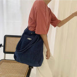 Vintage Denim Canvas Shoulder Bag for Students