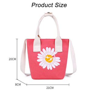 Women's Daisy Canvas Handbags Casual Vintage Purse Bucket Pocket Large Capacity