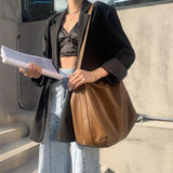 Women Vintage Shoulder Bags Soft PU Leather Crossbody Solid All-match Tote Handb