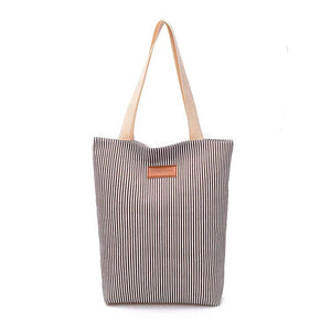 Large Striped Canvas Tote Beach Bag, Summer Shoulder Handbag