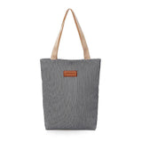 Large Striped Canvas Tote Beach Bag, Summer Shoulder Handbag