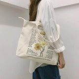 Retro Chamomile Canvas Shoulder Bag for Women