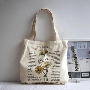 Retro Chamomile Canvas Shoulder Bag for Women