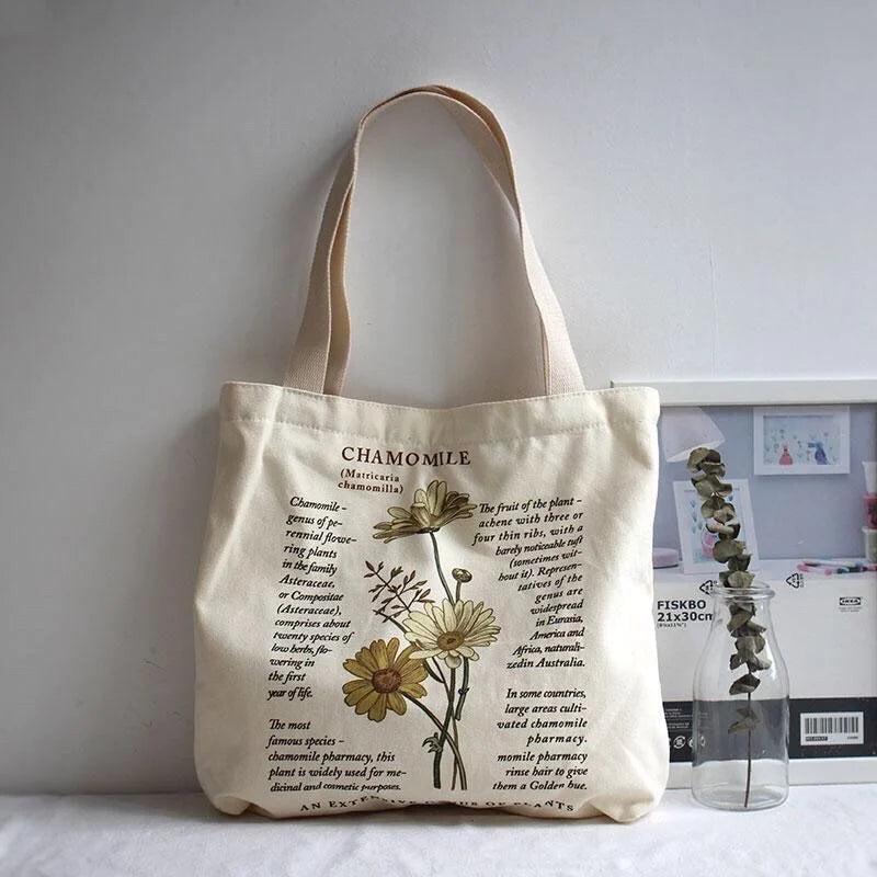 Retro Chamomile Canvas Shoulder Bag for Women