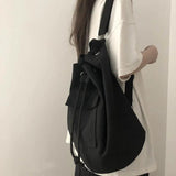 Canvas Drawstring Shoulder Bag Students Cross-body Retro Style