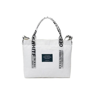 Women Canvas Shoulder Bags Letters Crossbody Bright Tote Handbags