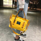 Women Canvas Shoulder Bags Letters Crossbody Bright Tote Handbags