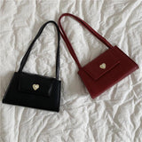 Vintage Women Love Shoulder Bag PU Leather Small Tote Handbags