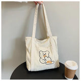 Corduroy Ladies Handbag Large Capacity Canvas Tote Bag