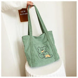 Corduroy Ladies Handbag Large Capacity Canvas Tote Bag