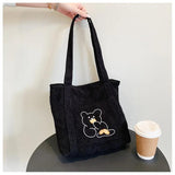 Corduroy Ladies Handbag Large Capacity Canvas Tote Bag