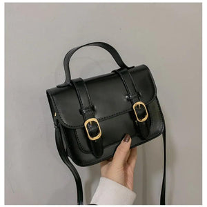 Vintage Brown Satchels Crossbody Bags Double Leather Buckle