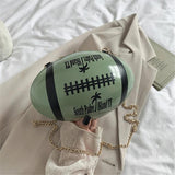 Women Chain Messenger Bag Rugby Shape Mini Totes Shoulder Bag