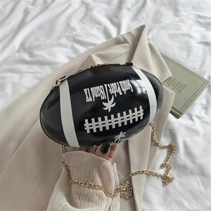 Women Chain Messenger Bag Rugby Shape Mini Totes Shoulder Bag