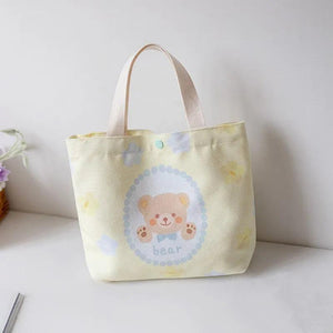 Cartoon Print Tote Bags Canvas Handbags for Women