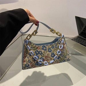 Oil Painting Printed Shoulder Underarm Bag For Women