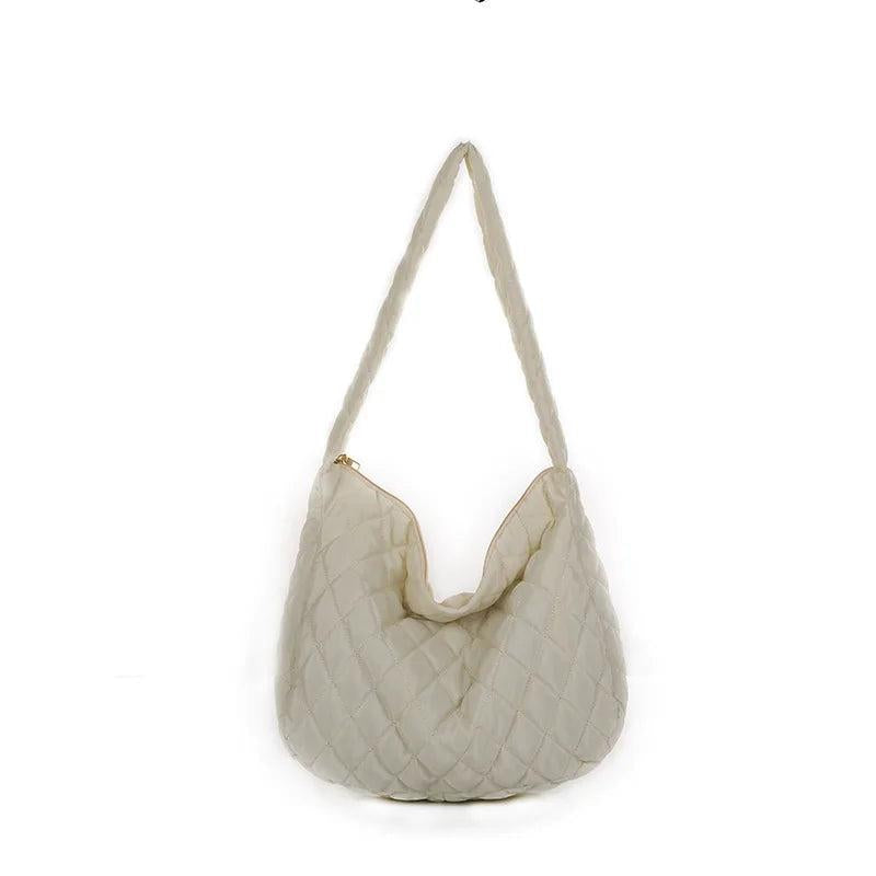 Vintage Diamond Shoulder Armpit Bag Cotton Padded Large Capacity
