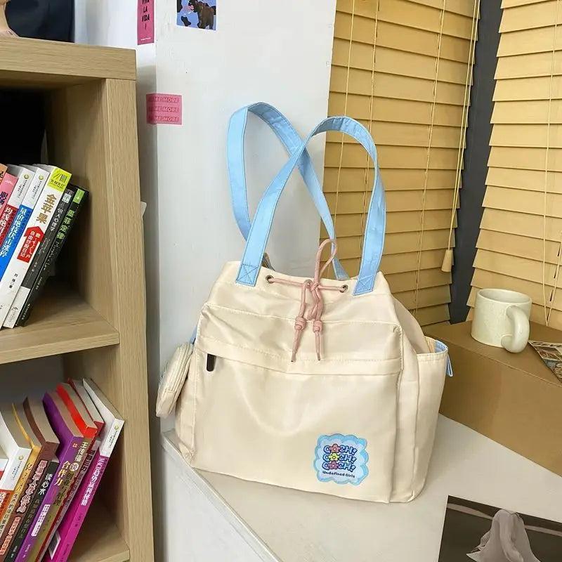 Waterproof Nylon Tote Bag Large Capacity Female Student Canvas Bag