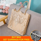 Embroidery Hollow Shoulder Bag Lace Mesh Tote Bag Ladies Handbags