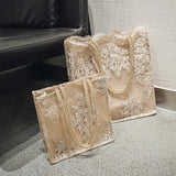 Embroidery Hollow Shoulder Bag Lace Mesh Tote Bag Ladies Handbags