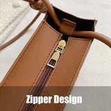 Square Zipper Handle Bags Phone Purse PU Leather Shoulder Pocket