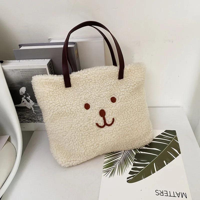 Geestock Plush Tote Bag Women's Winter Large Shoulder Handbag
