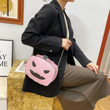 Pumpkin Shape Shoulder Bag Girl Messenger Handbag Halloween with Chain Strap