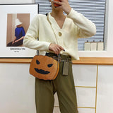 Pumpkin Shape Shoulder Bag Girl Messenger Handbag Halloween with Chain Strap