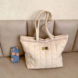 Retro Rhombus Shoulder Bag Women Large Nylon Handbag Shopping Tote
