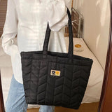 Retro Rhombus Shoulder Bag Women Large Nylon Handbag Shopping Tote