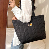 Retro Rhombus Shoulder Bag Women Large Nylon Handbag Shopping Tote